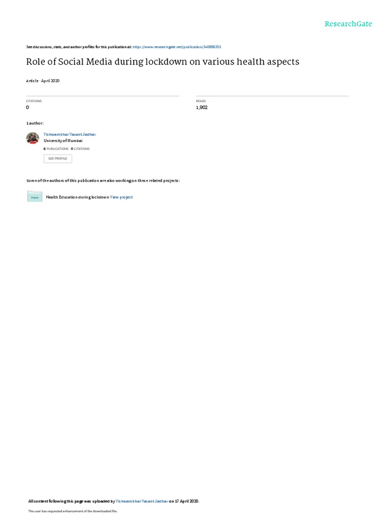 Social Media's Impact on Health During Lockdown | PDF | Social Media ...