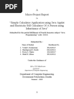 A Micro-Project Report "Simple Calculator Application Using Java Applet and Electricity Bill Calculator of A Person Using Inheritance of Java"