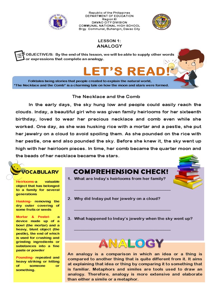 Grade 7 Analogy Worksheet Activities | PDF | Analogy | Metaphor