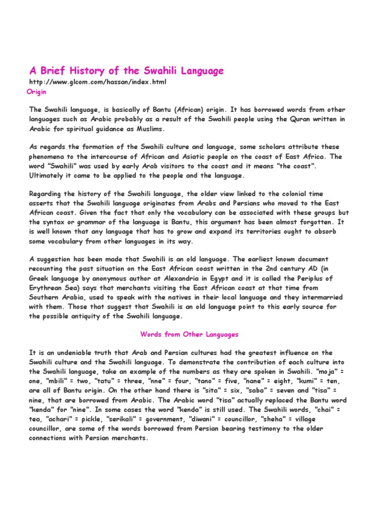 Swahili words and meanings picture