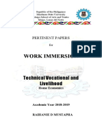 Work Immersion: Technical Vocational and Livelihood