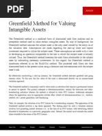 Greenfield Method For Valuing Intangible Assets: Article