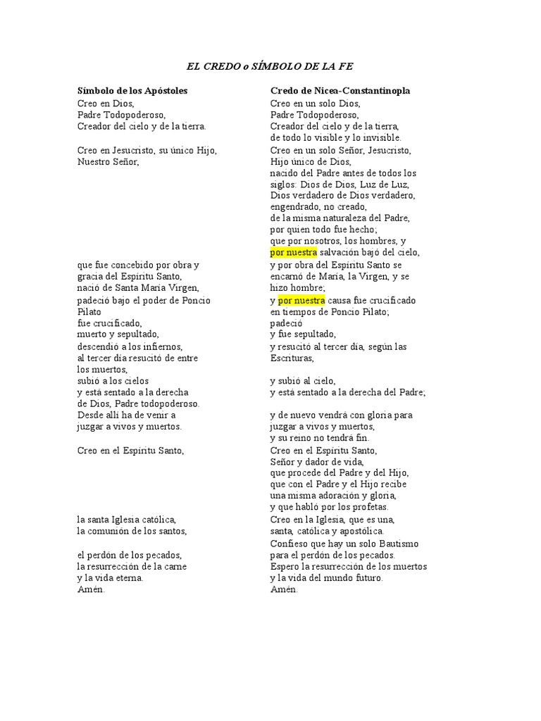 EL CREDO o SÍMBOLO DE LA FE | PDF | espíritu Santo | Cristo (título)