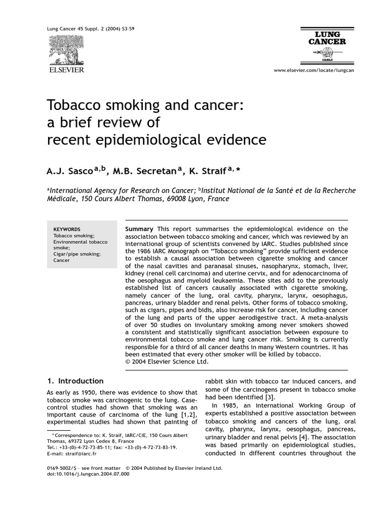 Tobacco Smoking and Cancer | PDF | Tobacco Smoking | Addiction