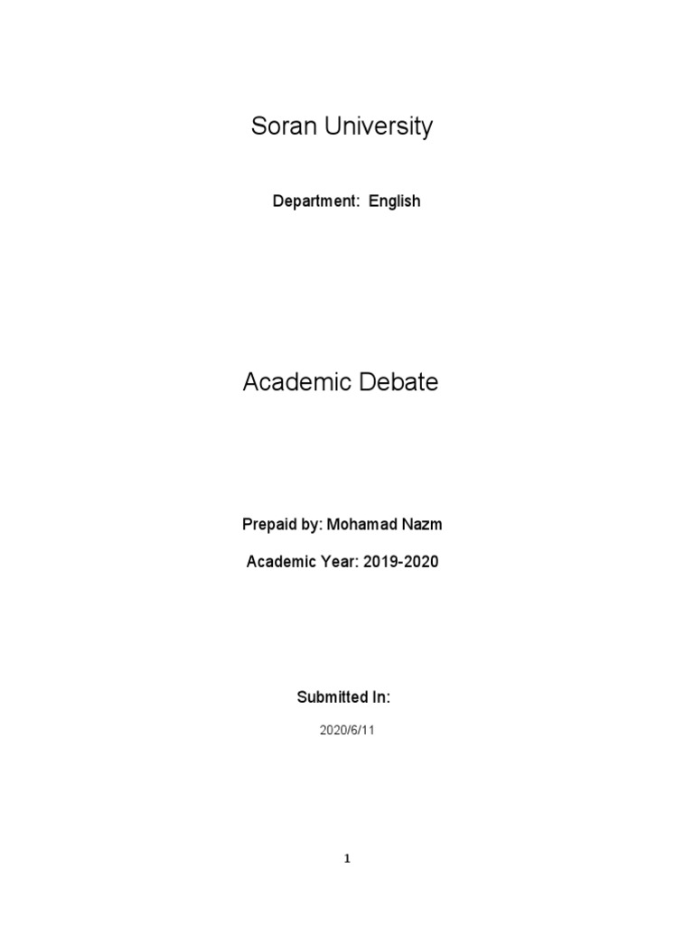 Report On Academic Debate | PDF | Attitude (Psychology) | Argument