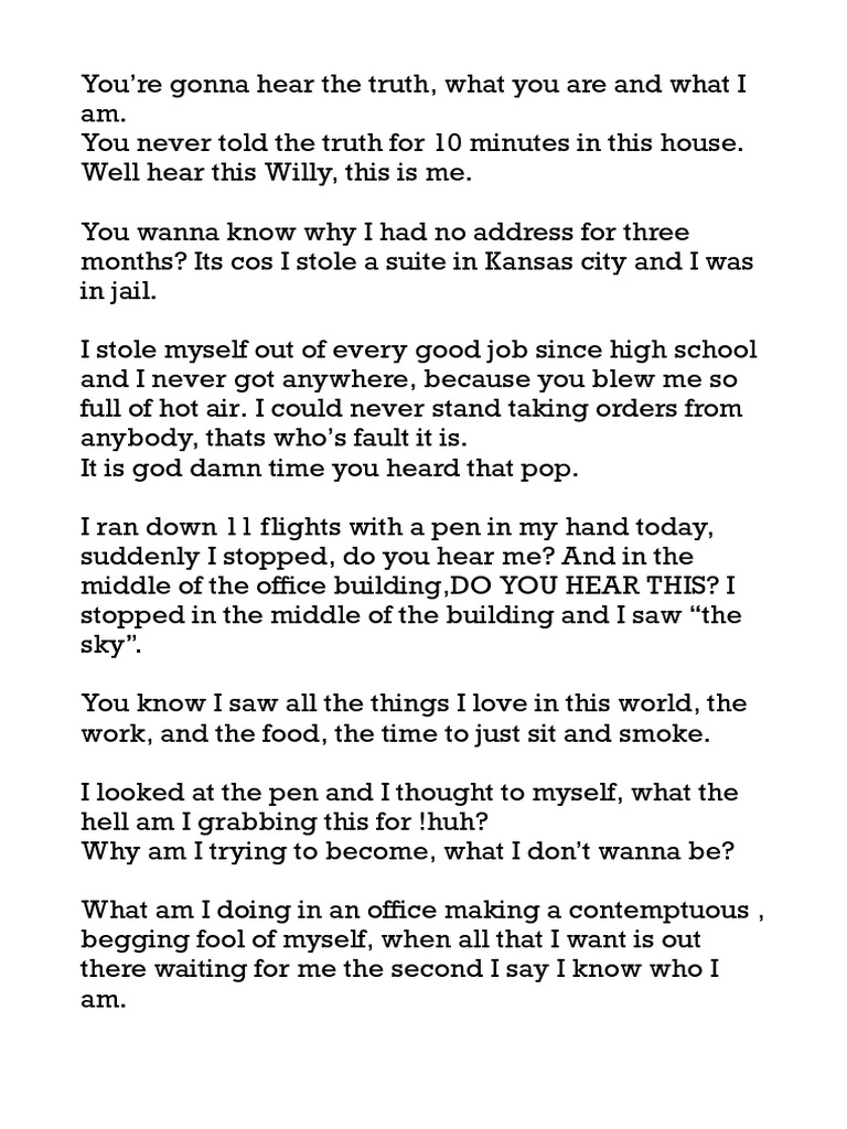 Biff's Truthful Monologue on Identity | PDF | Mystery, Thriller & Crime ...
