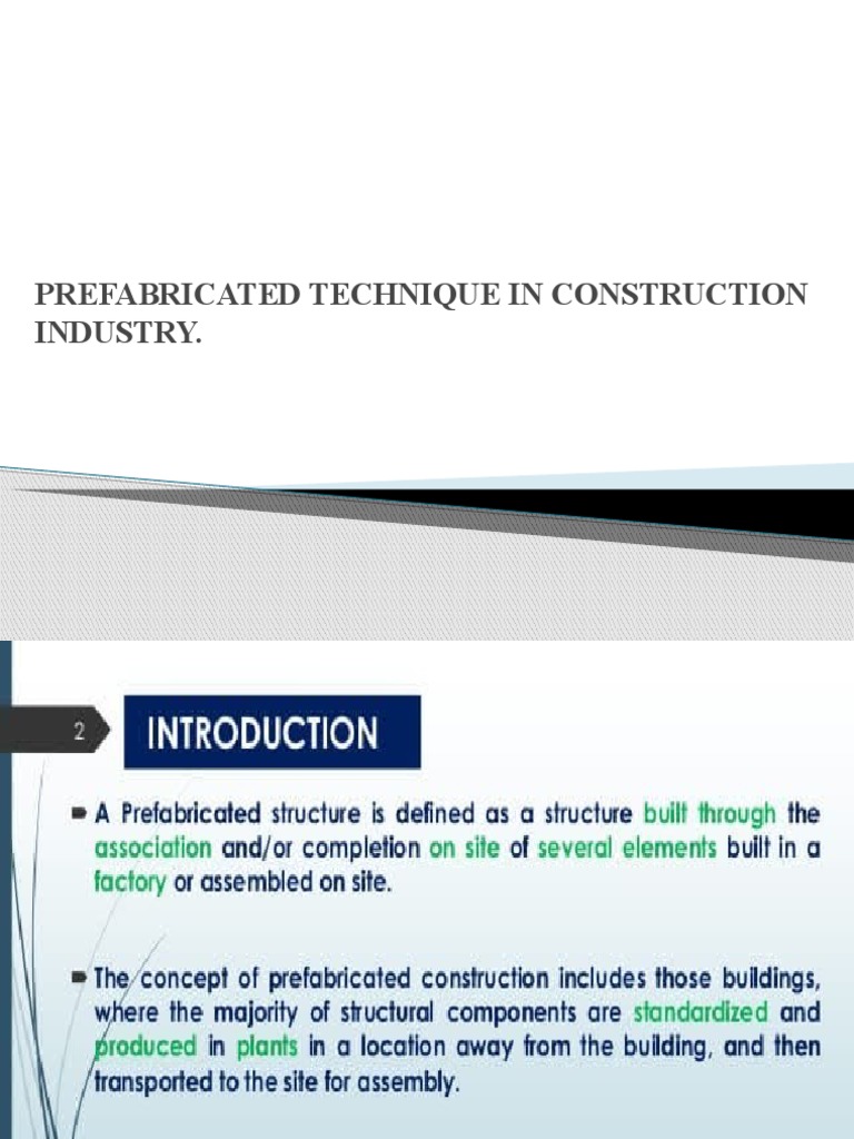 Prefabricated Technique in Construction Industry | PDF