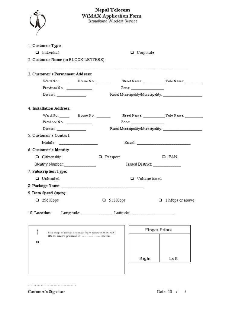 Nepal Telecom WiMAX Application Form | PDF | Wi Max | Computing