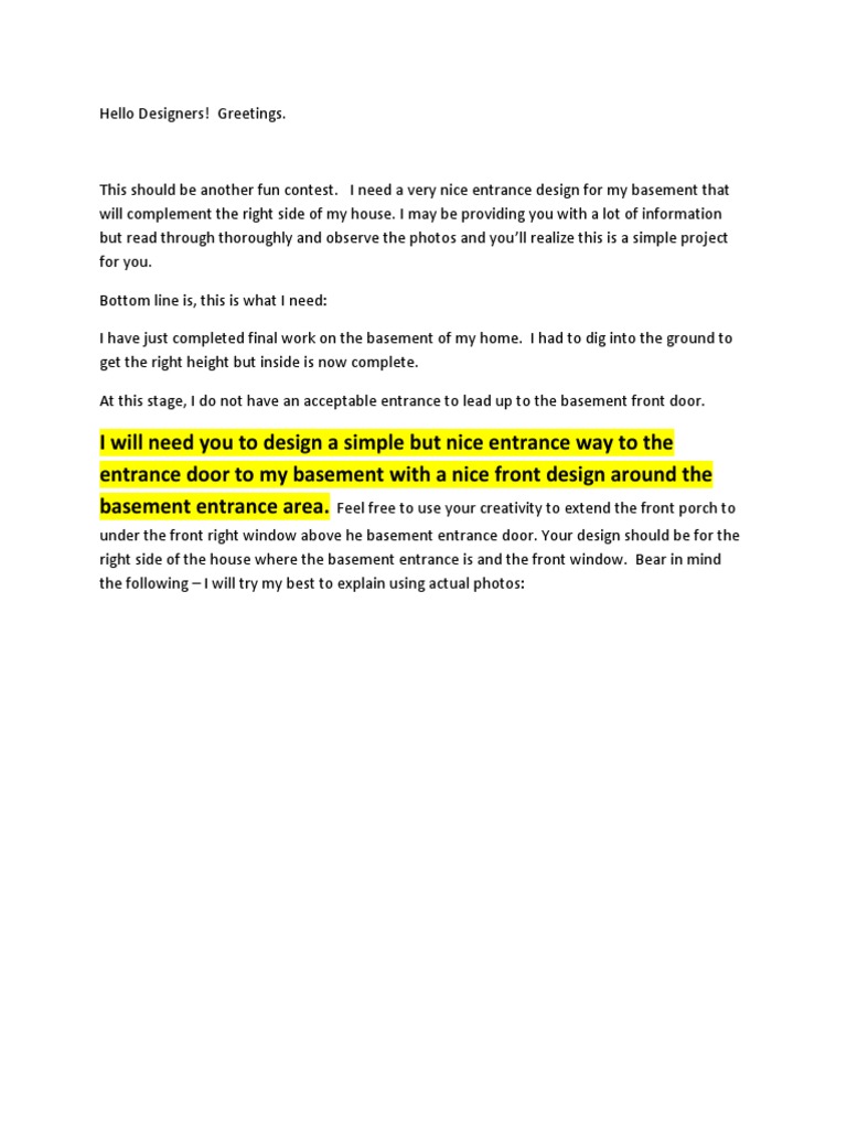 Basement Entrance Design Proposal | PDF | Basement | Building Engineering