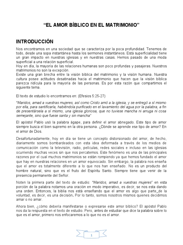 El Amor Biblico en El Matrimonio-Reflexion | PDF | Cristo (título) | Amor