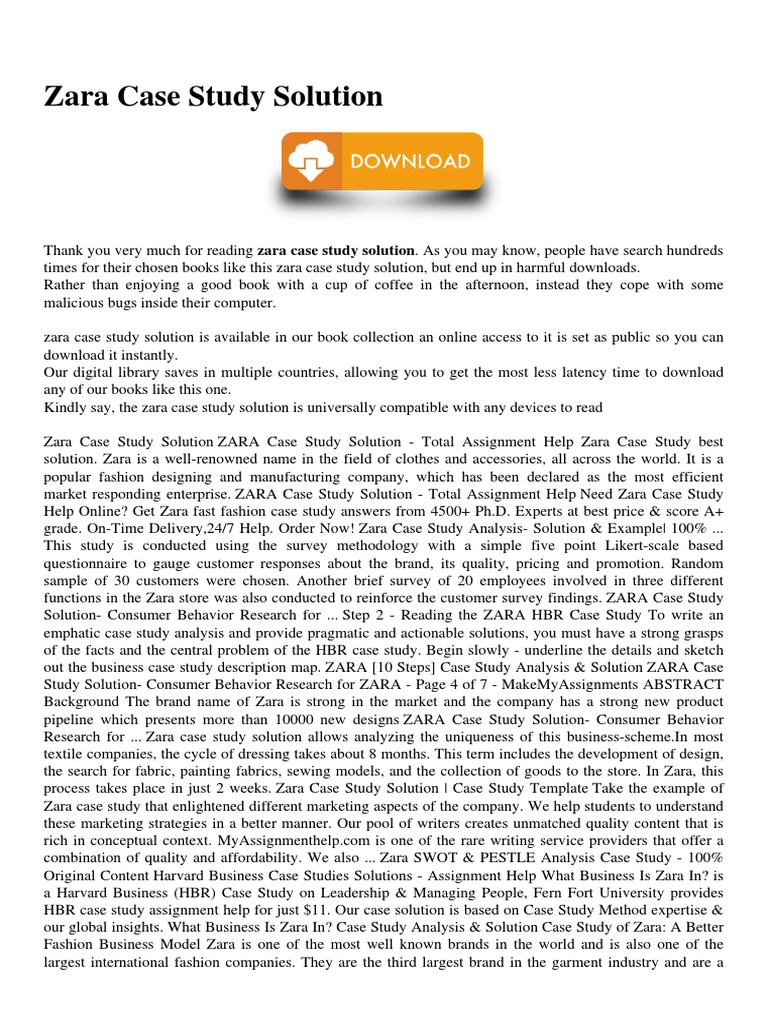 Zara Case Study Solutions and Analysis | PDF | Customer Relationship ...