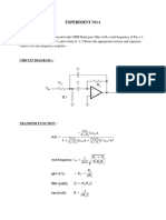 Experiment No-1: OBJECTIVE:-Design A Second Order MFB Band Pass Filter With A Mid Frequency of FM 1