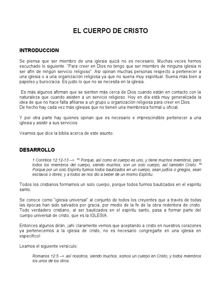 La Importancia de Ser Miembro del Cuerpo de Cristo | PDF | Iglesia ...