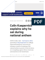 Colin Kaepernick explains why he sat during national anthem