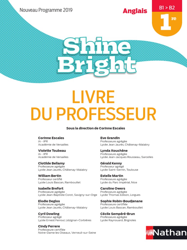Seasons 2nde Livre Du Prof Pdf Shine Bright 1re Livre Du Professeur | PDF | Linguistiques appliquées |  Sciences cognitives