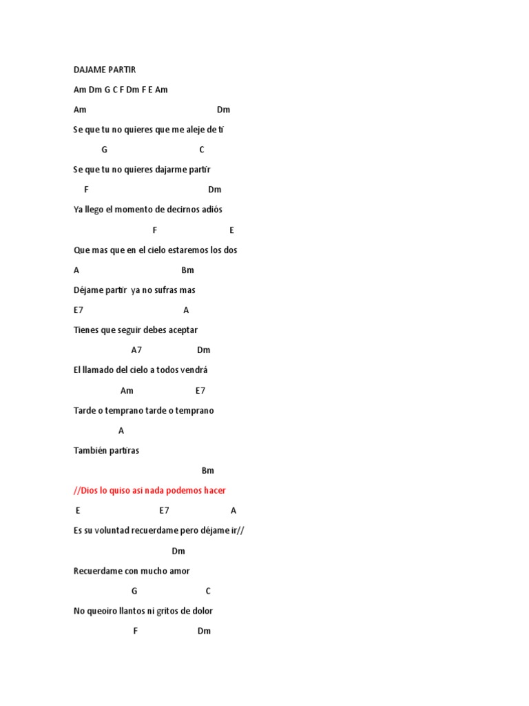 Déjame Partir: Letra y Acordes | PDF, image size:768x1024