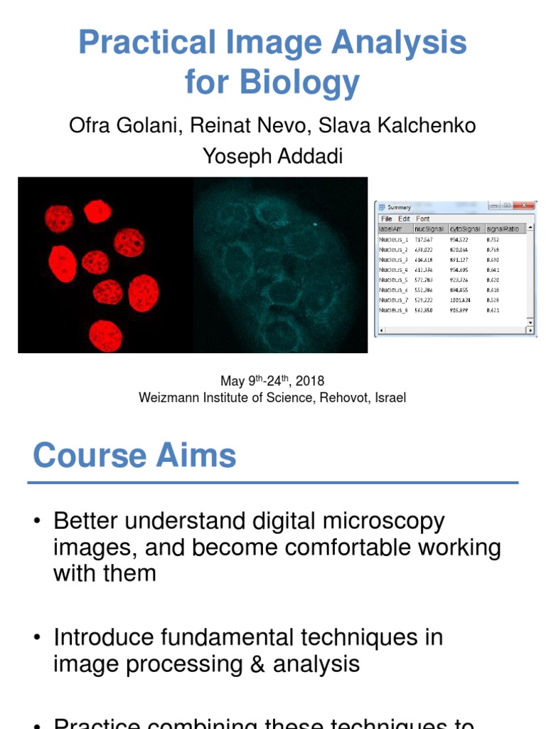 S1-QuantitativeImageAnalysis CourseIntro May2018 PDF | PDF | Image ...