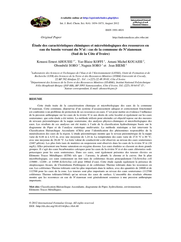 Eau de Riviere | PDF | Qualité de l'eau | Eau souterraine