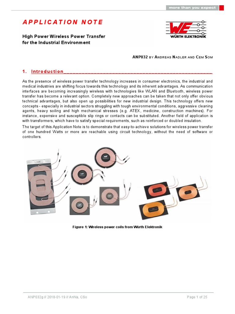 Applicationnote: High Power Wireless Power Transfer For The Industrial ...