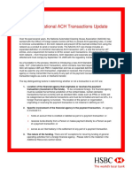 HSBC International ACH Transactions Update: April 2009