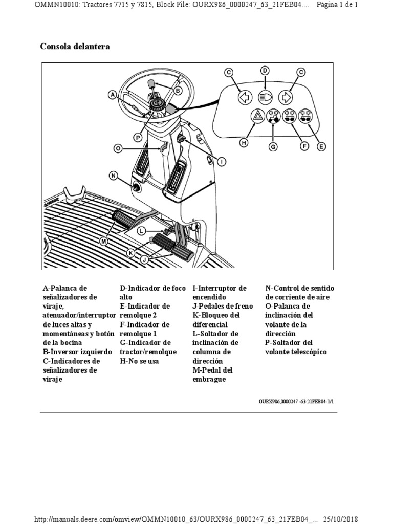 Indicadores y controles de tractores John Deere | PDF | Tractor | Vehículos