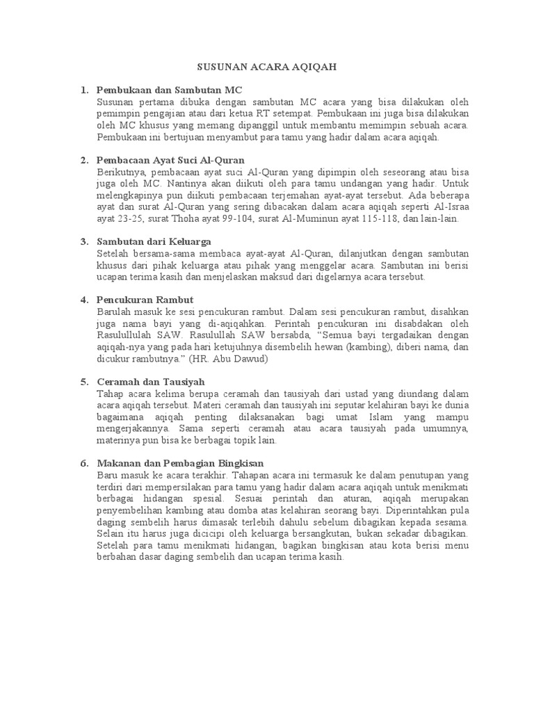1 Susunan Acara Aqiqah