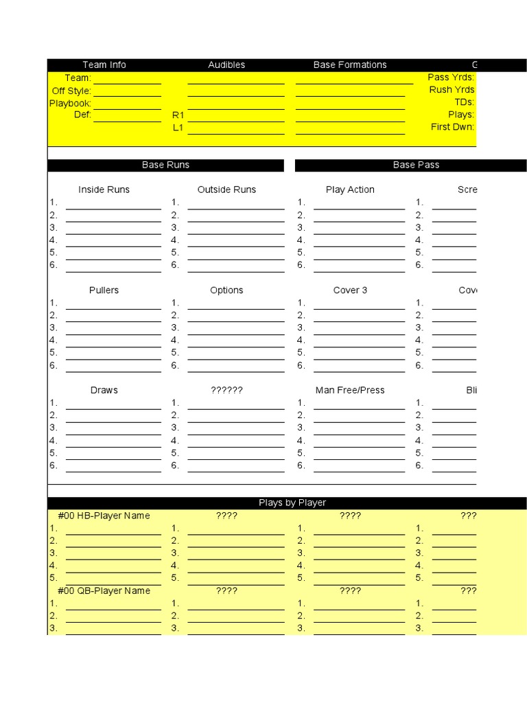 Off Call Sheet | PDF | Sports | American Football