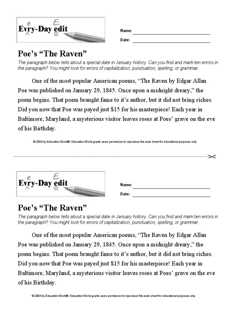 Poe's "The Raven": Name: Date | PDF