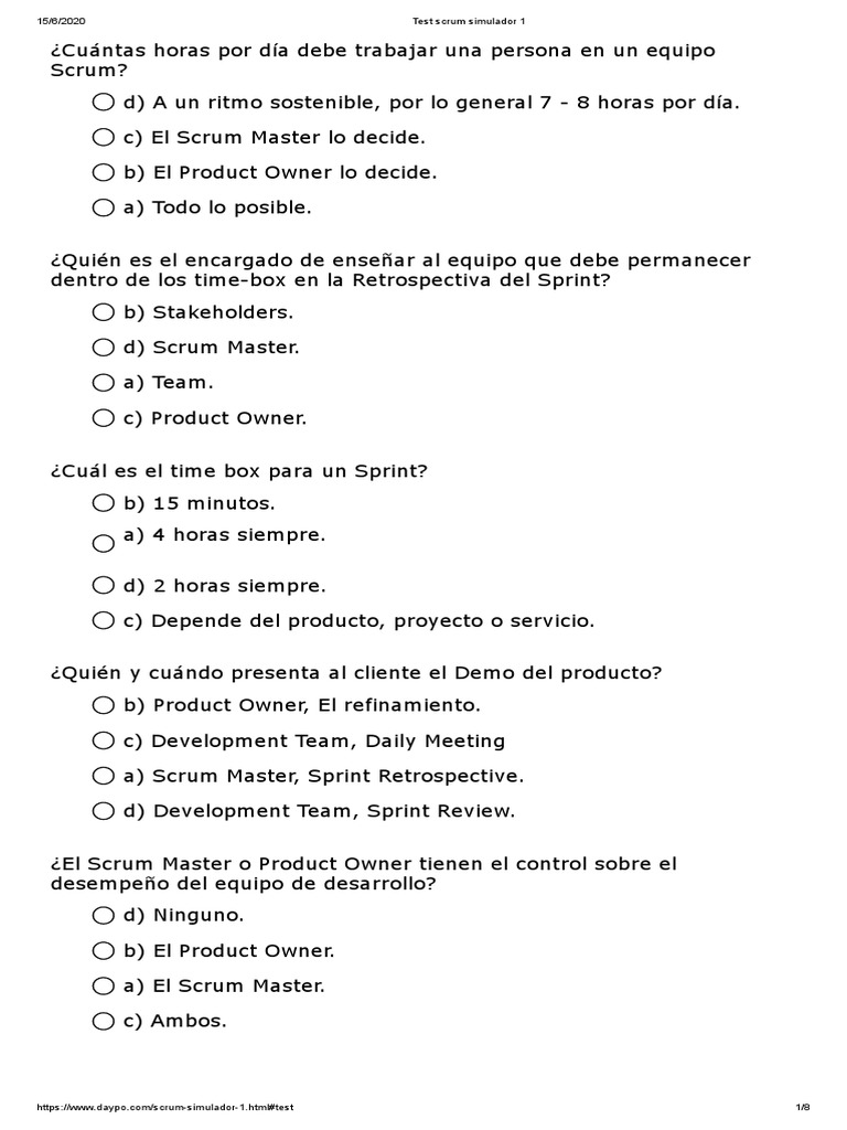 Simulador de Examen Scrum Master | PDF | Scrum (desarrollo de software ...