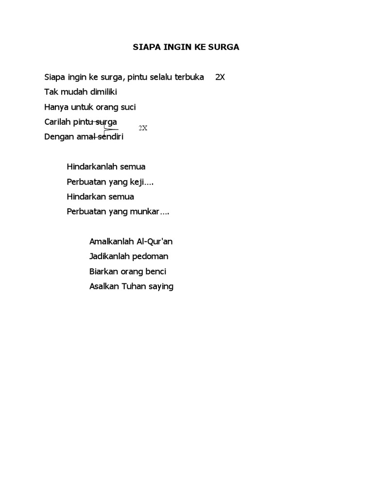 Siapa Ingin Ke Surga