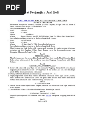 Contoh Surat Perjanjian Jual Beli