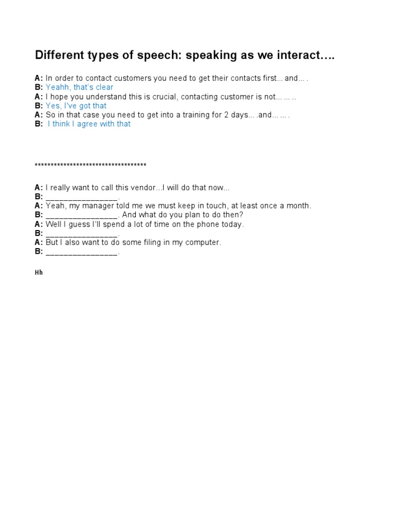 Example Interaction Speech | PDF