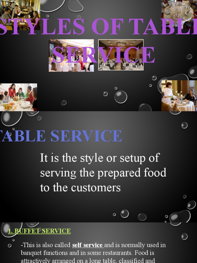 Styles of Table Service Explained | PDF | Cooking, Food & Wine