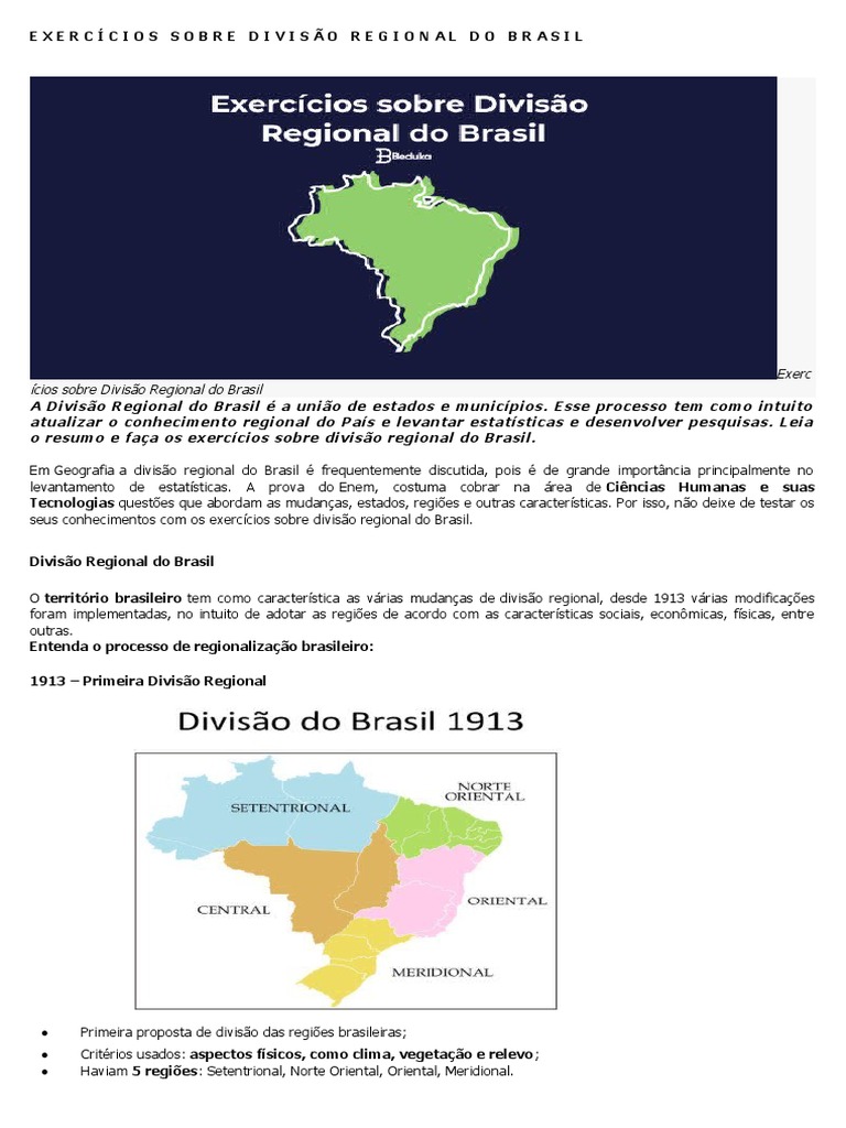 Regiões Brasileiras  Mudanças nas divisões 