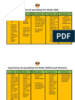 Experiencias de Aprendizaje Pre Kínder 2020