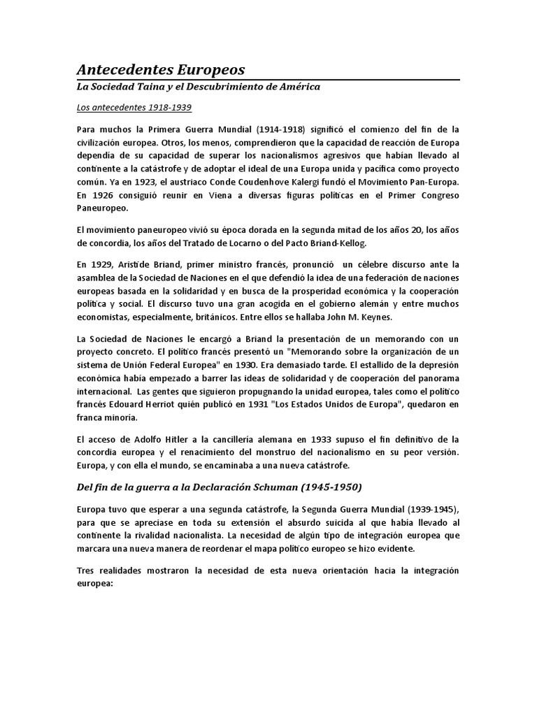 Antecedentes de la Integración Europea | PDF | Unión Europea | Euro