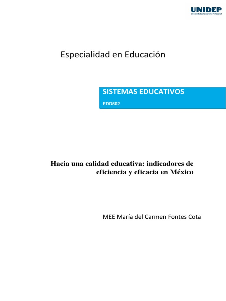 Hacia Una Calidad Educativa Indicadores de Eficiencia y Eficacia en ...