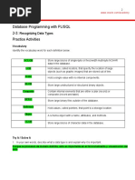 Database Programming With PL/SQL 2-3: Practice Activities: Recognizing Data Types