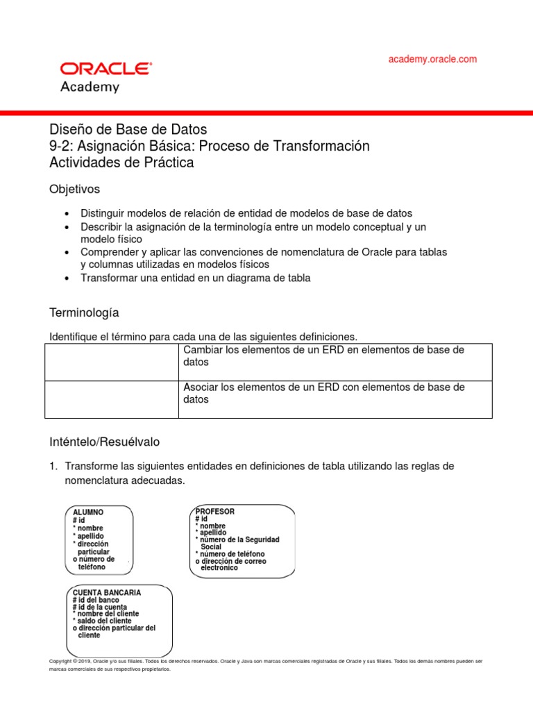 DD 9 2 Practice Esp | PDF | Oracle Corporation | Bases de datos