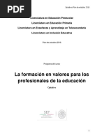 PROGRAMA CURSO - La Formacion en Valores para Los Profesionales de La Educación PDF