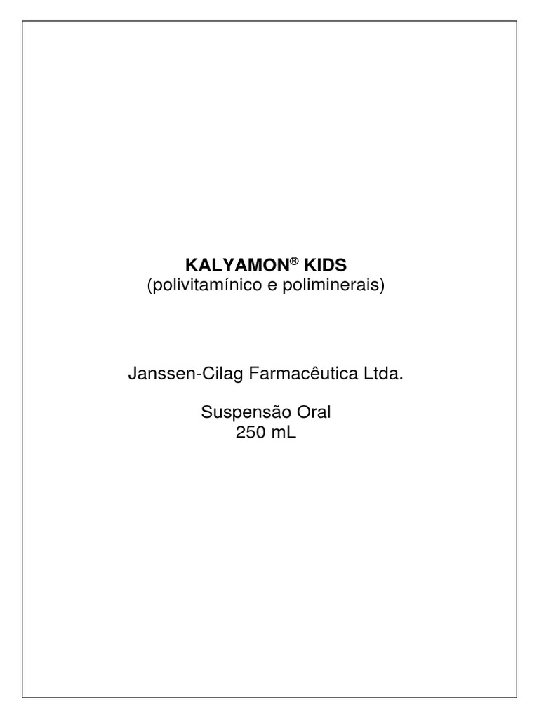 Kalyamon Kids Suspensao Oral Com 250 ML Manual | PDF | Cálcio | Leite