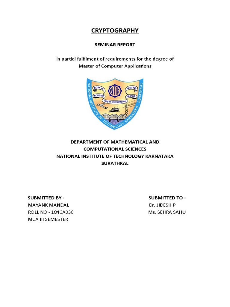 Cryptography: Seminar Report | Download Free PDF | Cryptography | Key ...