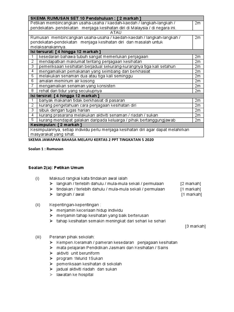 Skema Jawapan Bm K2 Ppt 2020 Pdf