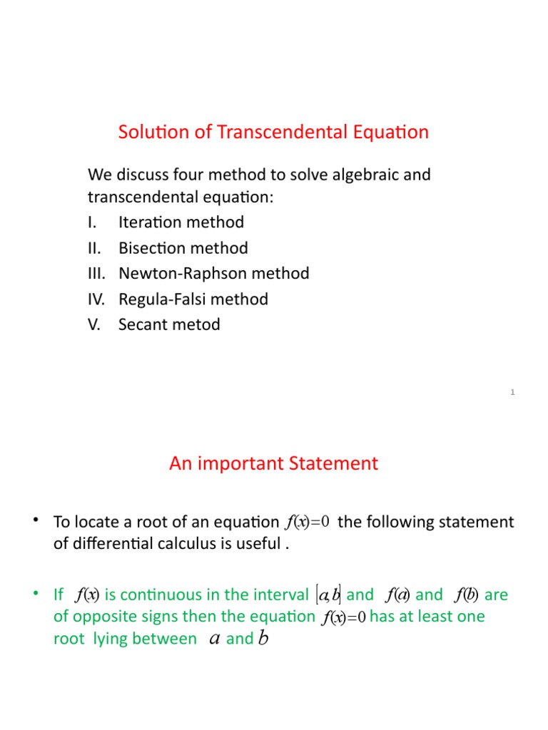 Solution of Transcendental Equation | PDF | Equations | Mathematical ...
