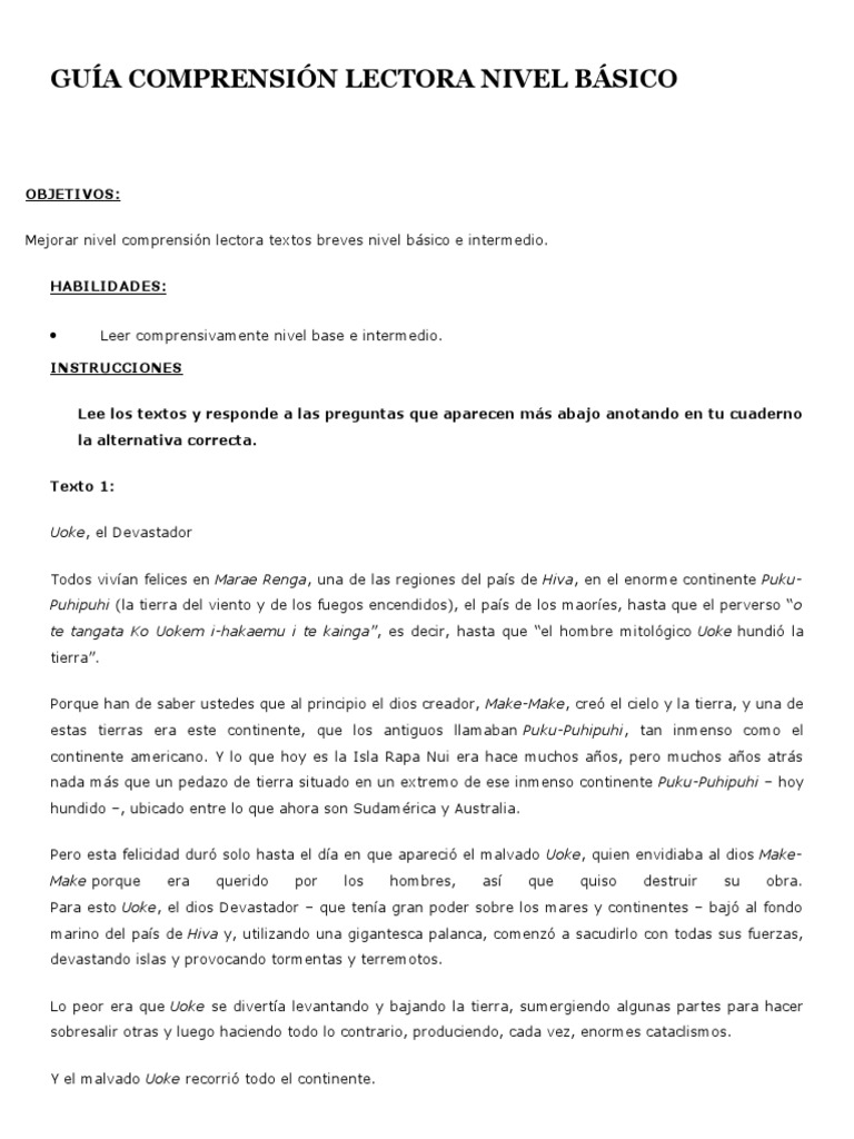 Guía de Comprensión Lectora Básica | PDF | Publicidad | Chile