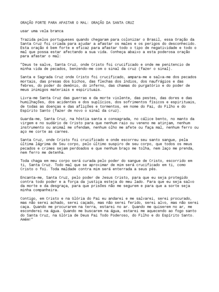Oração da Santa Cruz contra o Mal | PDF | Crucificação | Jesus