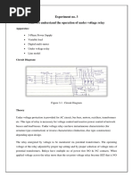 Experiment No. 3 Title: To Understand The Operation of Under Voltage Relay