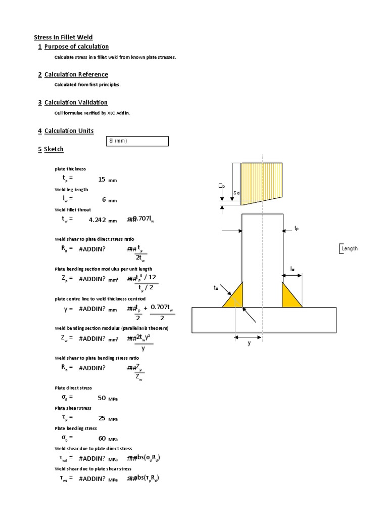 Plate Stress To Fillet Weld Stress | PDF | Shear Stress | Bending