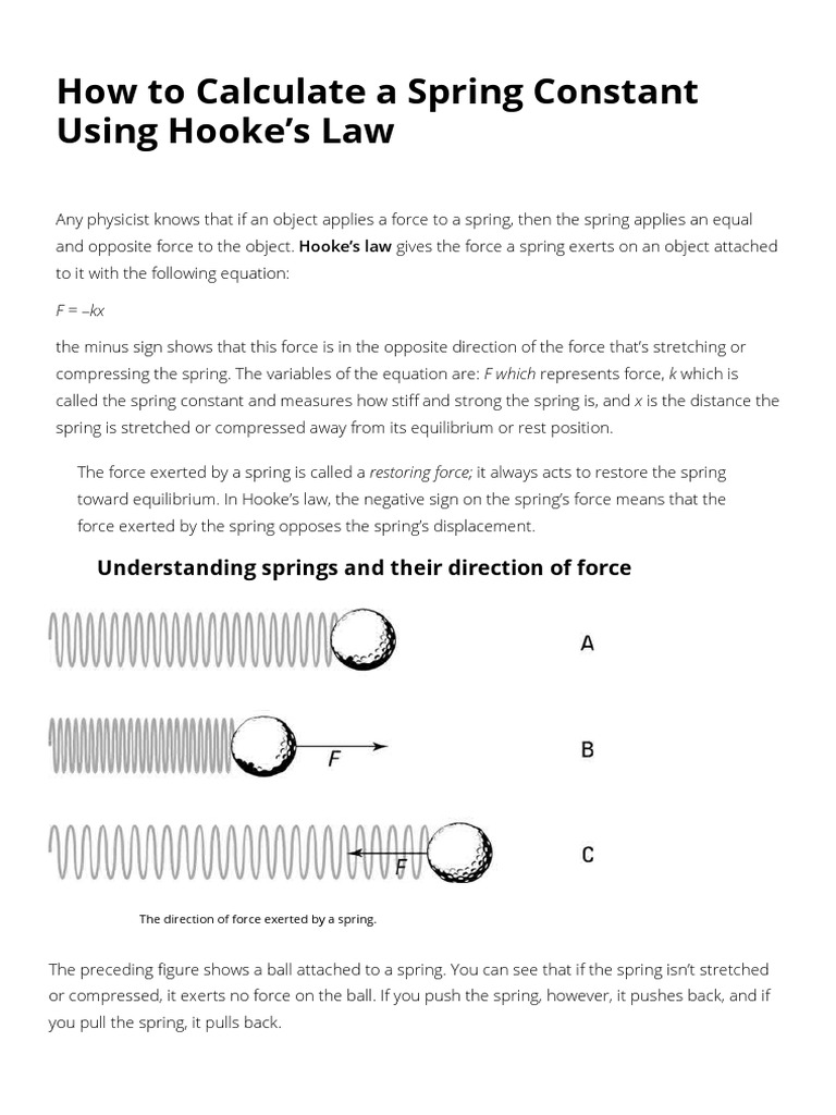 How To Calculate Spring Constant | PDF | Force | Physics