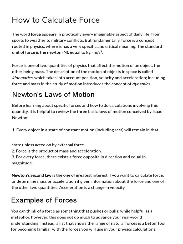 How To Calculate Force | PDF | Acceleration | Force